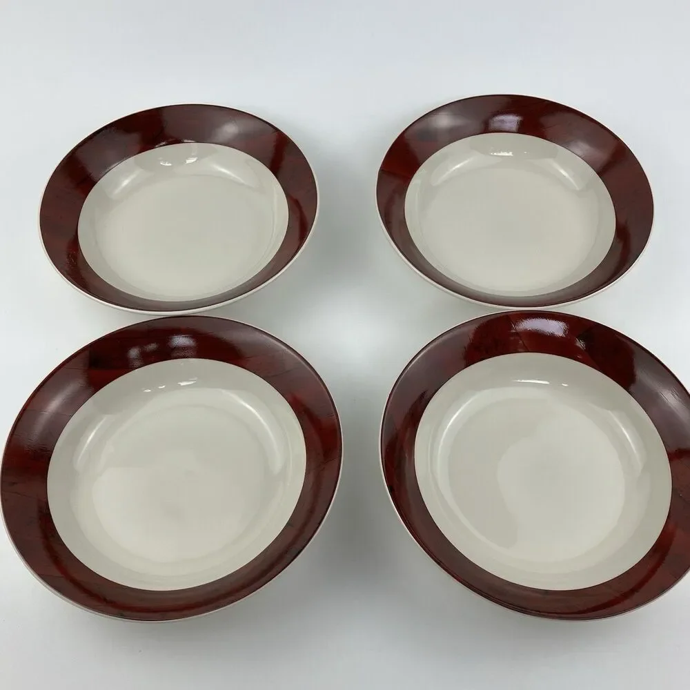 Vintage Sakura Warren Kimble Barn Dinnerware Set Red Woodgrain 1998